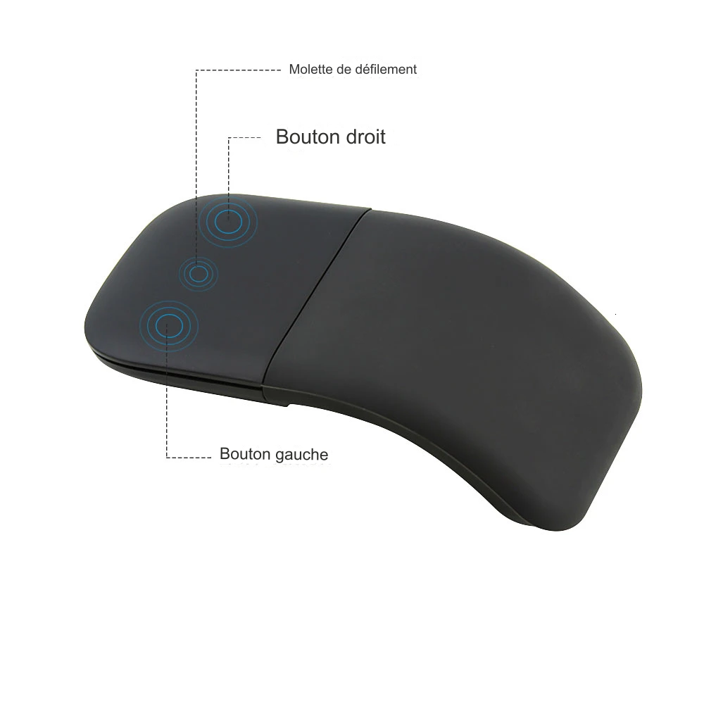 SOURIS BLUETOOTH 4.0 SILENCIEUSE ET PLIABLE  EN ARC pour PC et Ordinateur bureau