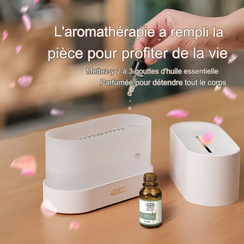 Humidificateur portable à brume fraîche, USB, LED, changement de couleur, pour pièce, air, feu, flamme, arôme, diffuseur d'huiles essentielles