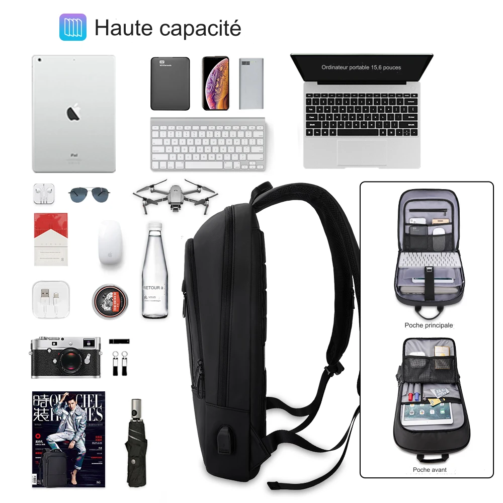 SAC A DOS D'AFFAIRES HEROIC KNIGHT pour hommes, multifonction, mince, pour ordinateur portable, pour femmes, sac d'extérieur étanche