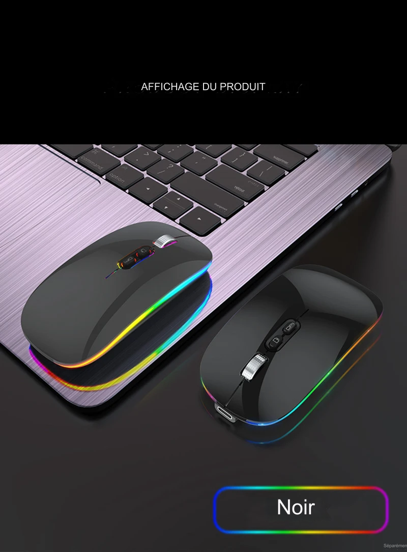 SOURIS SANS FIL BLUETOOTH 2.4G à double mode, fonction de bureau en un clic,  rétroéclairée, rechargeable et silencieuse